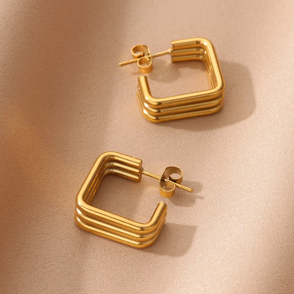 Glamoora -Gold Square Stud Earrings For Women