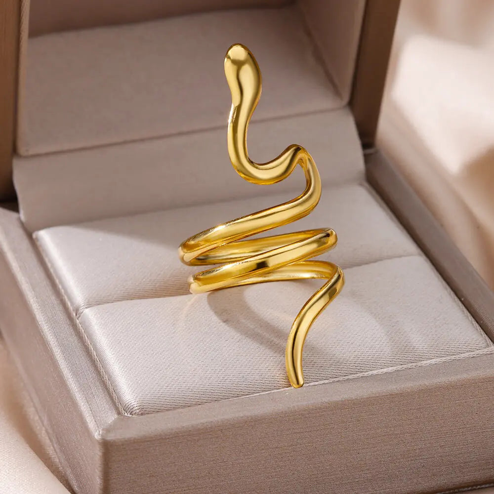 GLAMOORA Gold Stainless Steel Rings