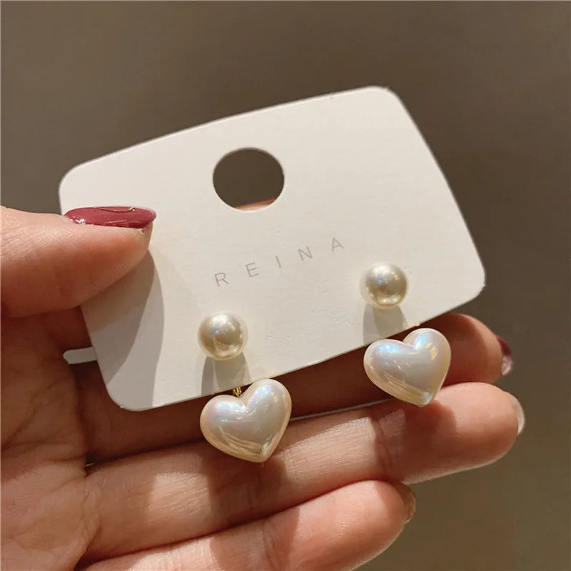 GLAMOORA Heart Pearl Drop Earrings