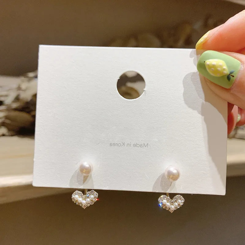 GLAMOORA Heart Pearl Drop Earrings