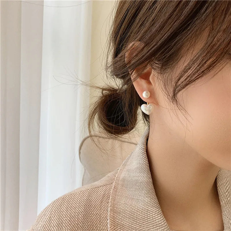 GLAMOORA Heart Pearl Drop Earrings
