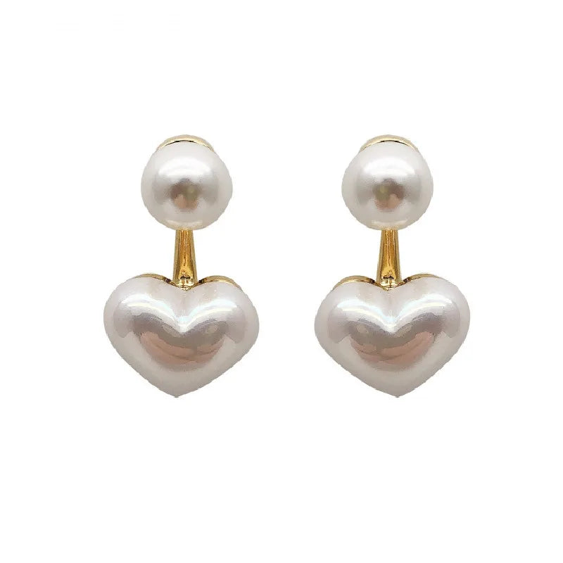 GLAMOORA Heart Pearl Drop Earrings
