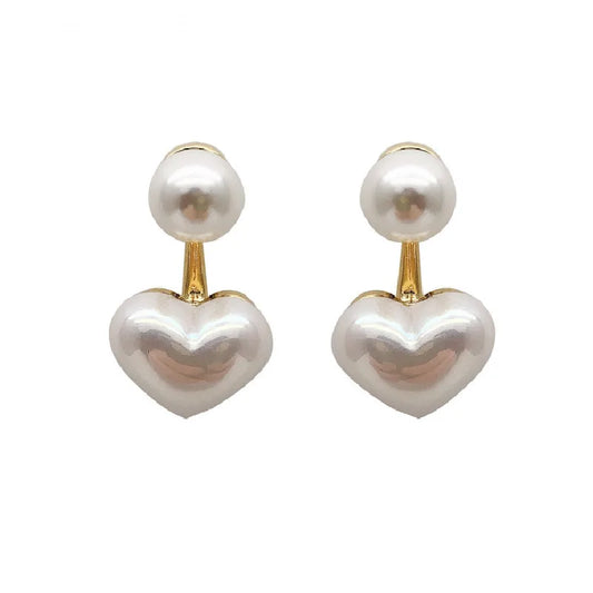 GLAMOORA Heart Pearl Drop Earrings