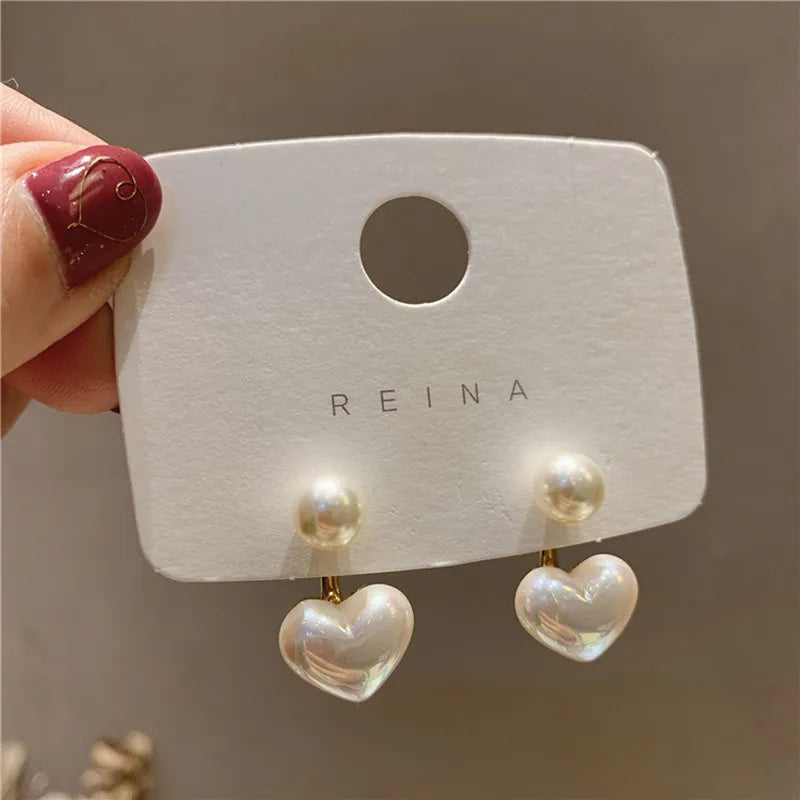 GLAMOORA Heart Pearl Drop Earrings