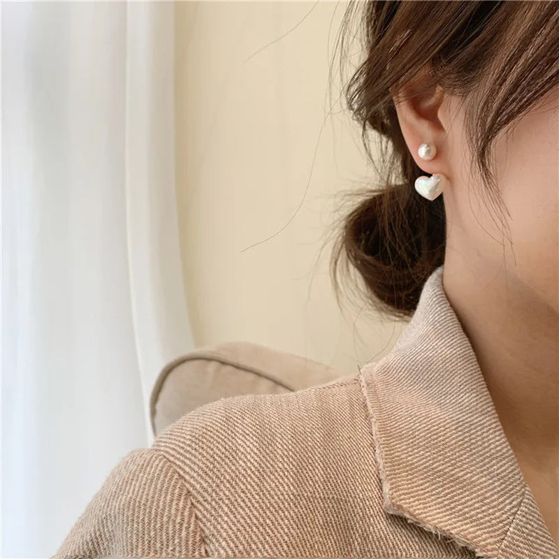 GLAMOORA Heart Pearl Drop Earrings