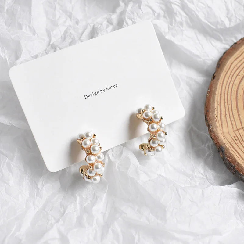 GLAMOORA Heart Pearl Drop Earrings