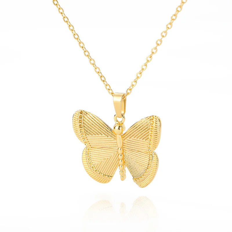 Stainless Steel Butterfly Necklaces For Women Zircon Scorpion Butterfly Animal Pin Pendant Chain Choker Necklace Jewelry Gift