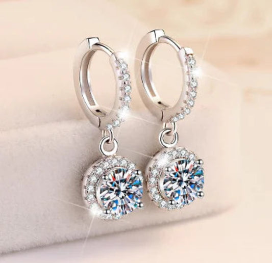 Glamoora - Moissanite Earrings in Silver - Elegant Studs (One Pair)
