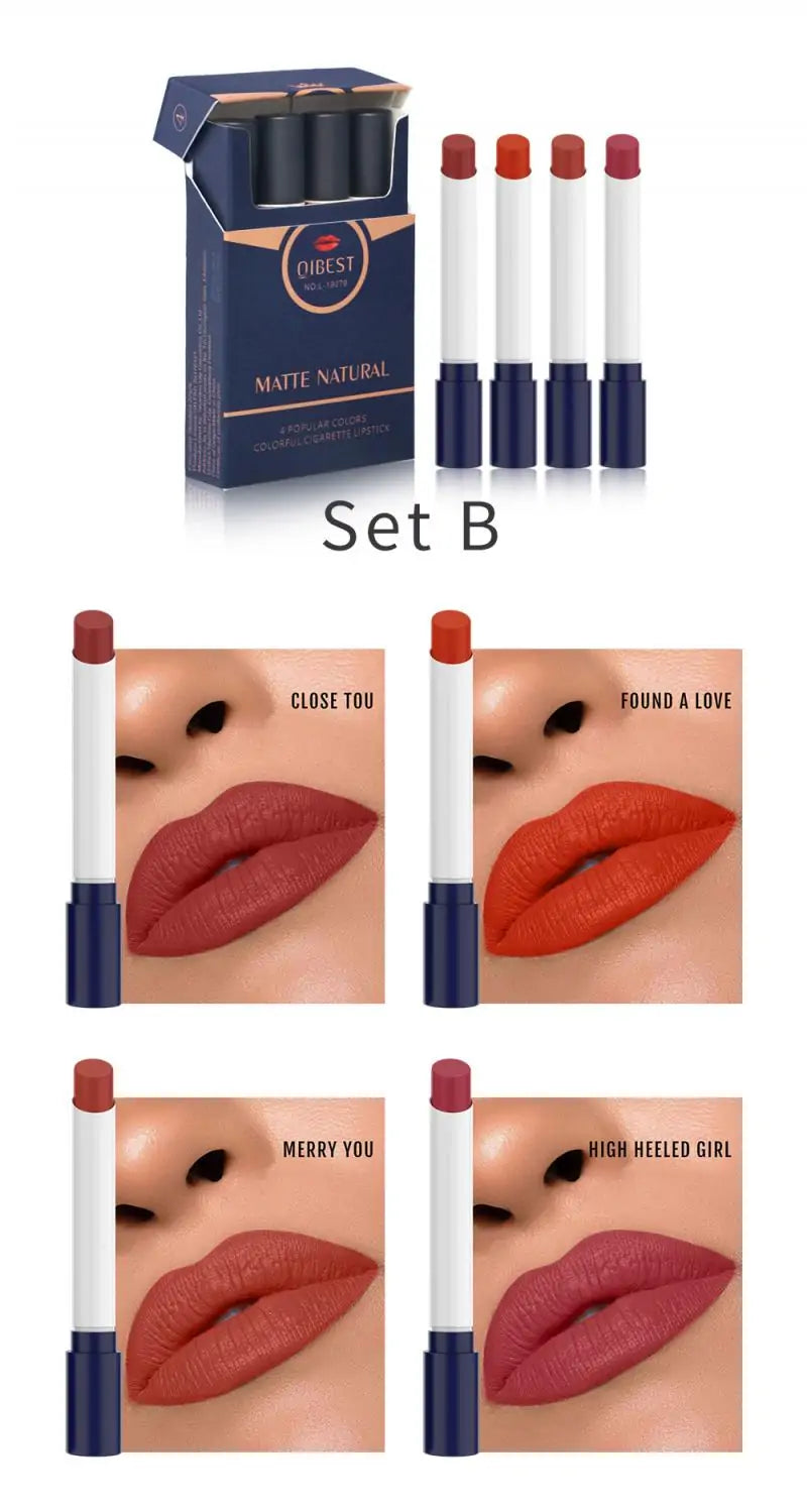 Glamoora - 4 Colors Velvet Matte Cigarette Lipstick
