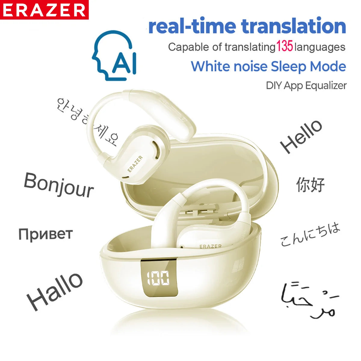 GLAMOORA AI Translator Earbuds