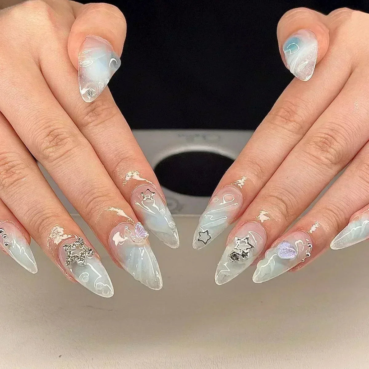 GLAMOORA Pink Butterfly Press-On Nails