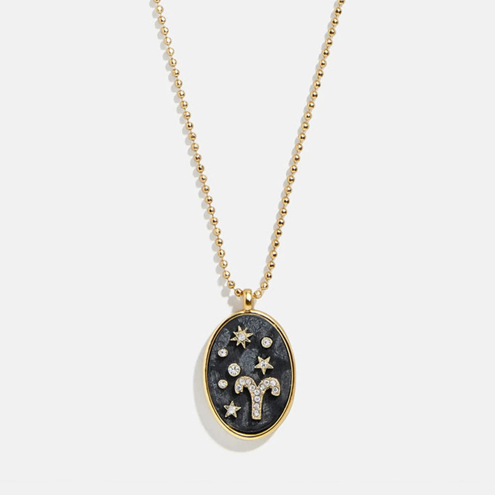 Glamoora Zodiac Sign Stainless Steel Necklaces Birthday Gift