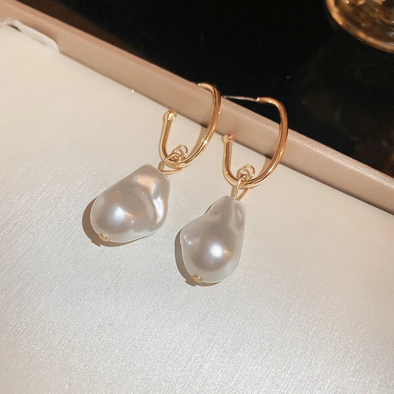 GLAMOORA Heart Pearl Drop Earrings