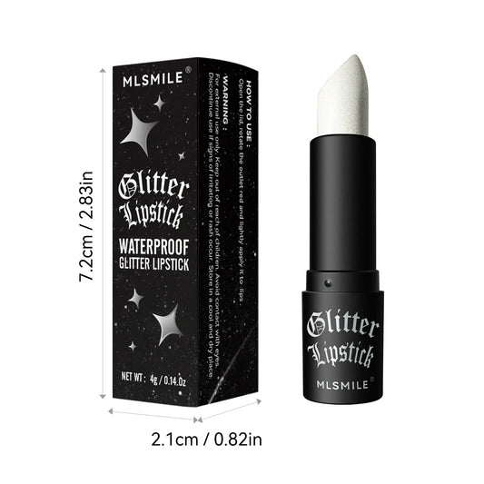 7Colors Glitter Lipstick - Waterproof Long Lasting Diamond Pearlescent Metallic Lipstick - Black Lipgloss - Women Lips Makeup Cosmetic