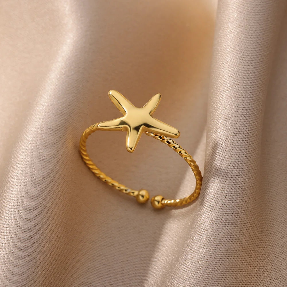 Glamoora  Stainless Steel Shell Rings