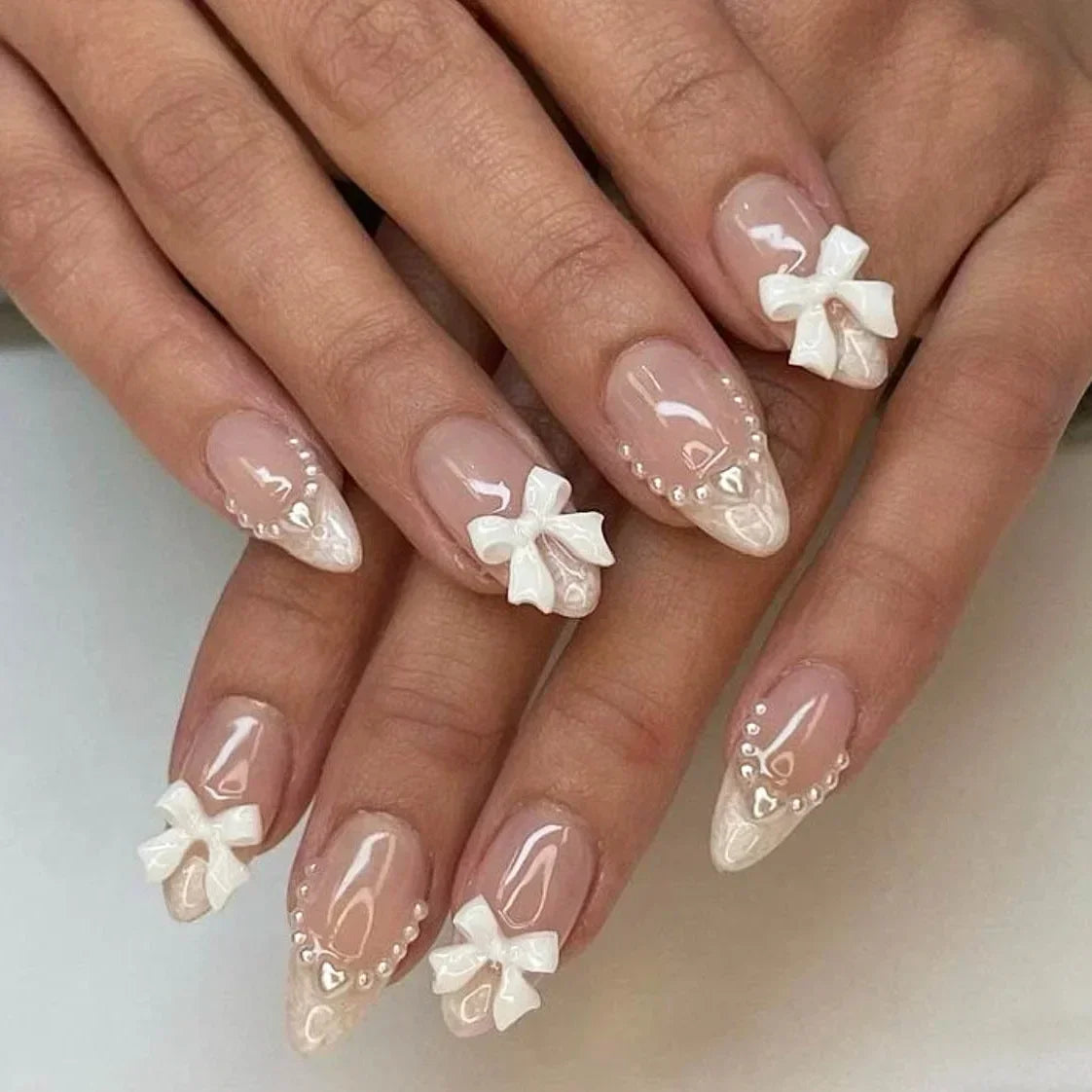 GLAMOORA Pink Butterfly Press-On Nails