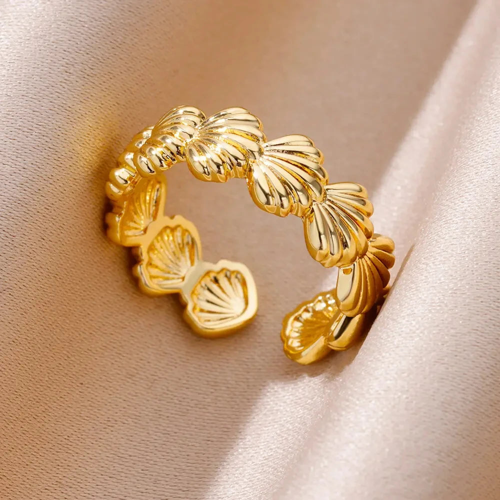 Glamoora  Stainless Steel Shell Rings