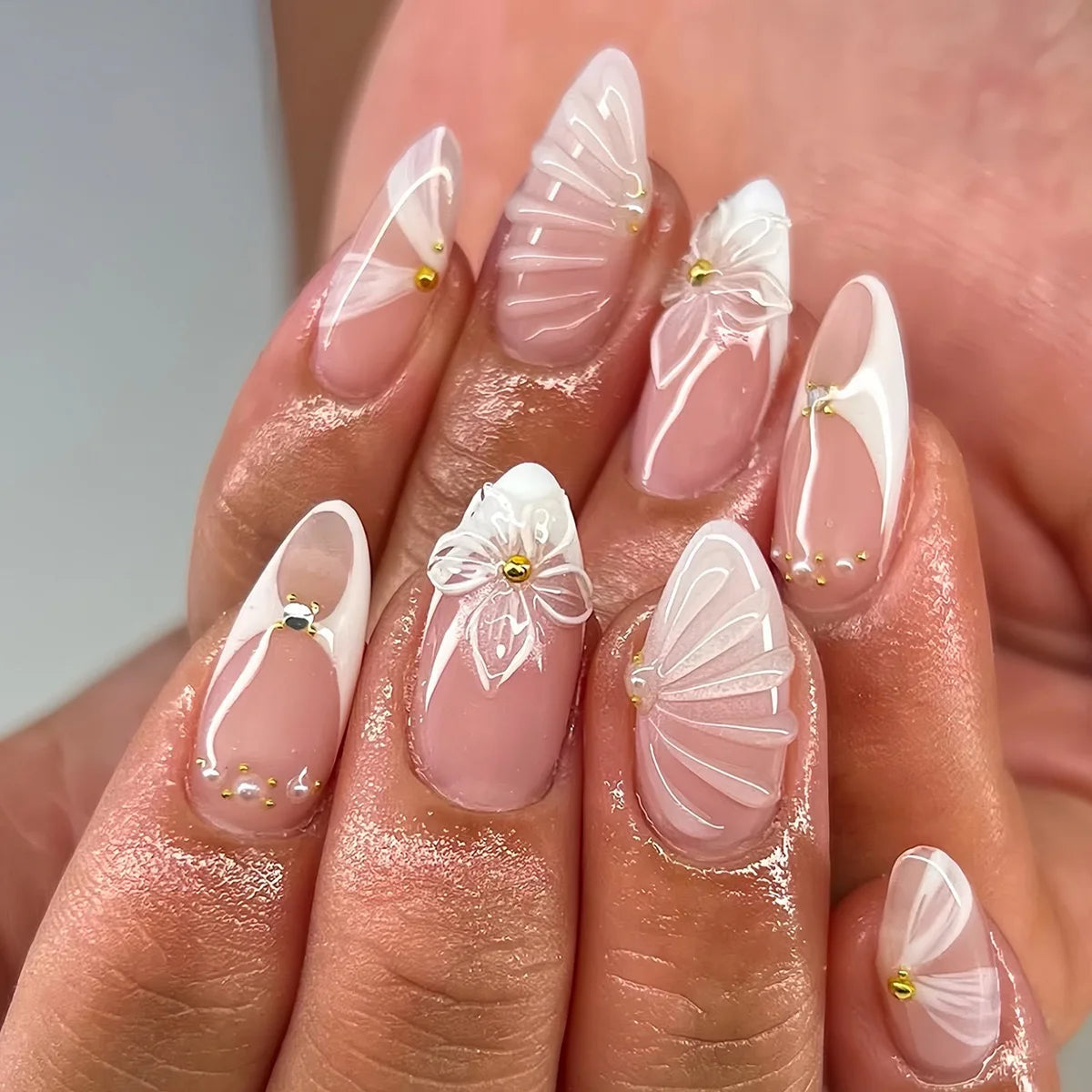 GLAMOORA Pink Butterfly Press-On Nails