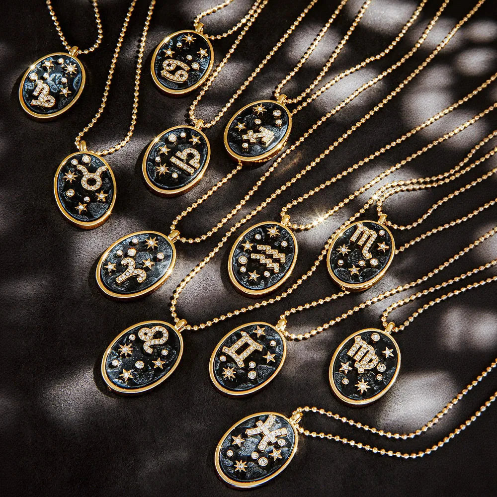 Glamoora Zodiac Sign Stainless Steel Necklaces Birthday Gift