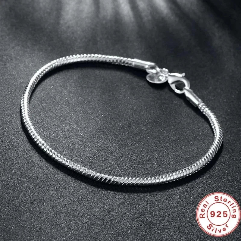 GLAMOORA Sterling Silver Snake Chain Bracelet