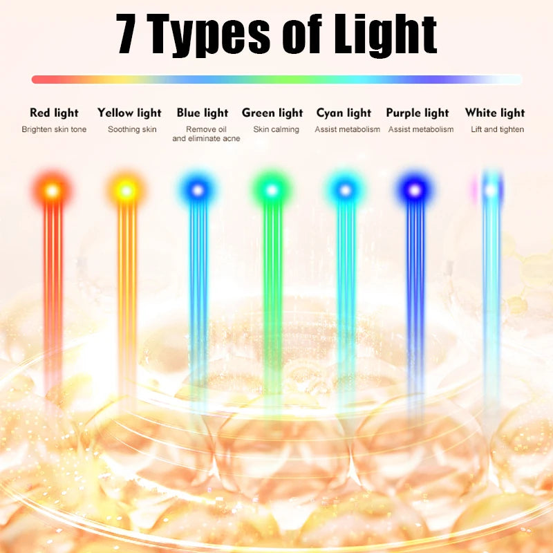 7 In 1 EMS Red Light Therapy Facial Wand Skin Tightening Anti-Aging Microcurrent Wrinkle Reduction Remove Dark Circles Beauty