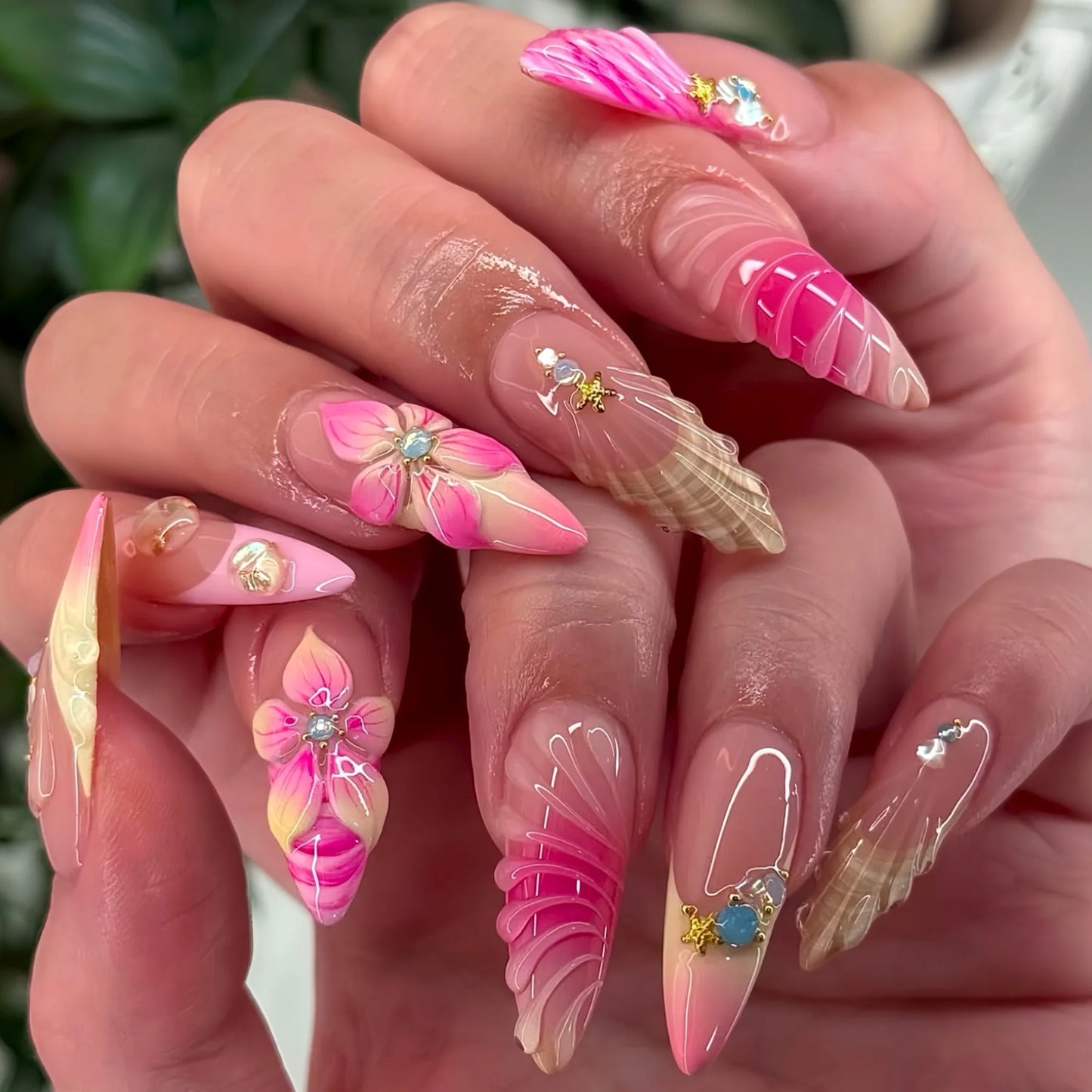 GLAMOORA Pink Butterfly Press-On Nails