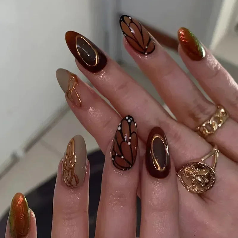 GLAMOORA Pink Butterfly Press-On Nails