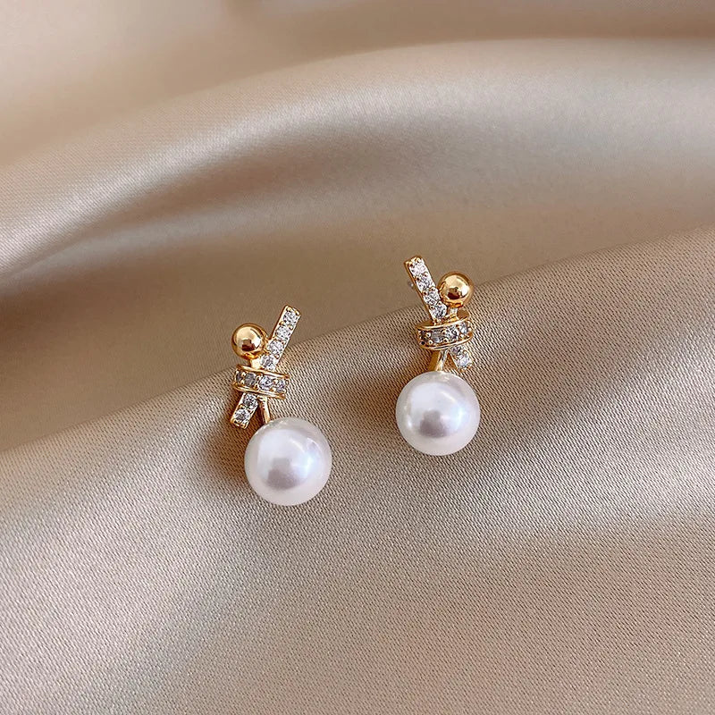 GLAMOORA Heart Pearl Drop Earrings