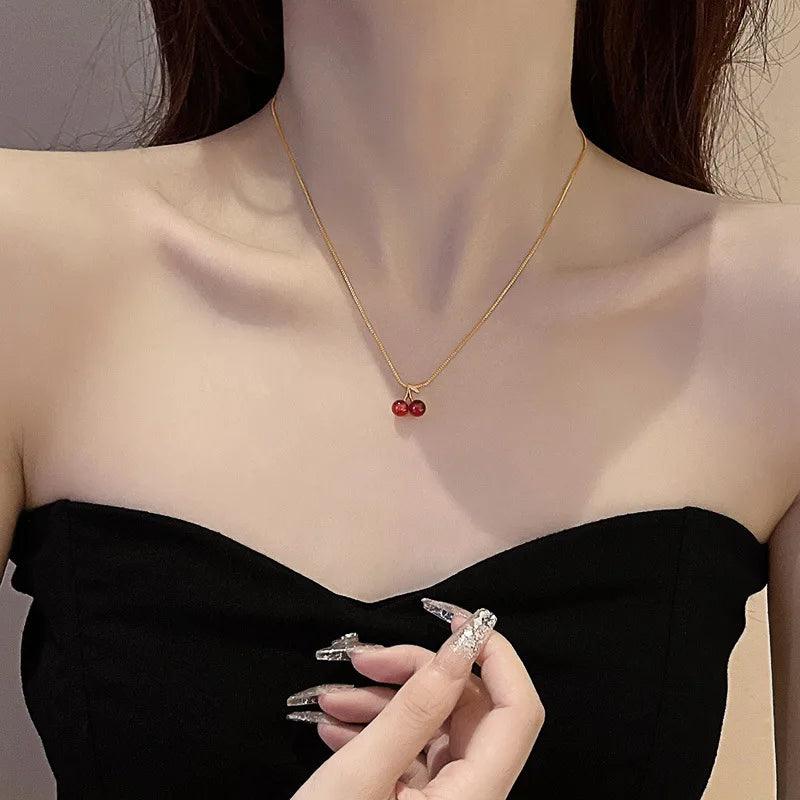 GLAMOORA Cherry Gold Pendant Necklace