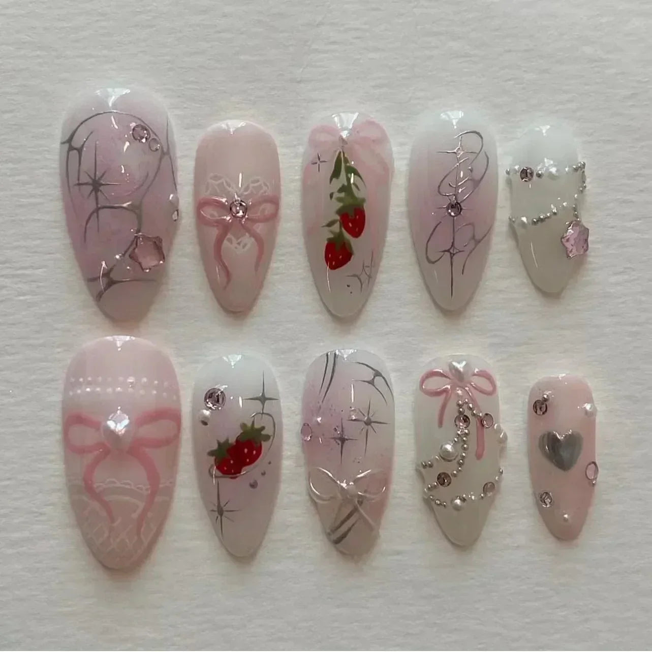 GLAMOORA Pink Butterfly Press-On Nails