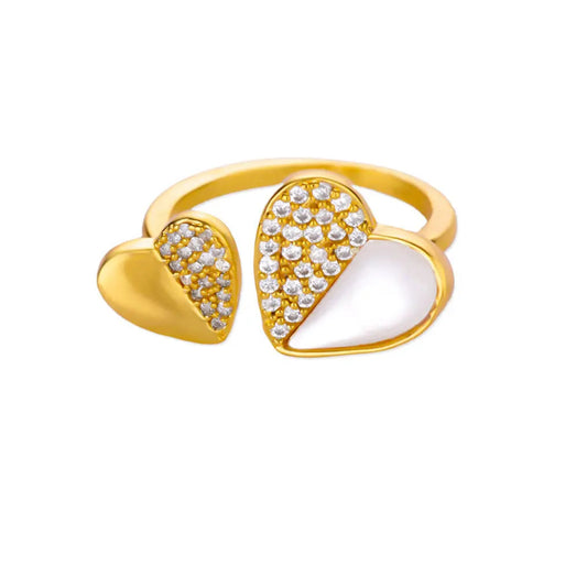 Glamoora Minimalist Imitation shell Heart Open Ring