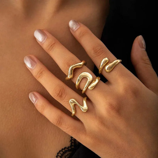 GLAMOORA Geometric Rings Set