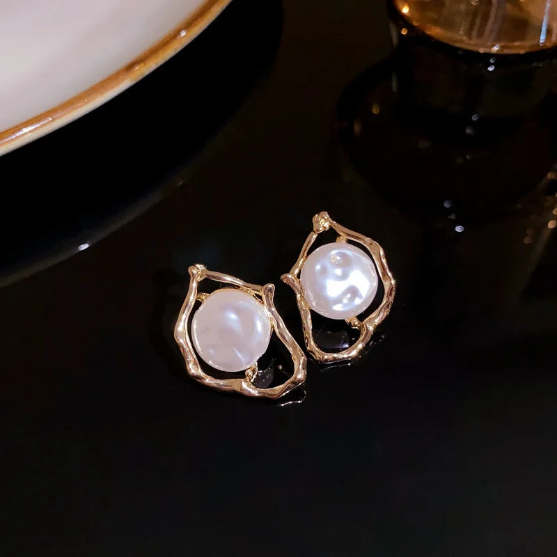 GLAMOORA Heart Pearl Drop Earrings