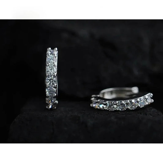 GLAMOORA Sterling Silver Crystal Hoops