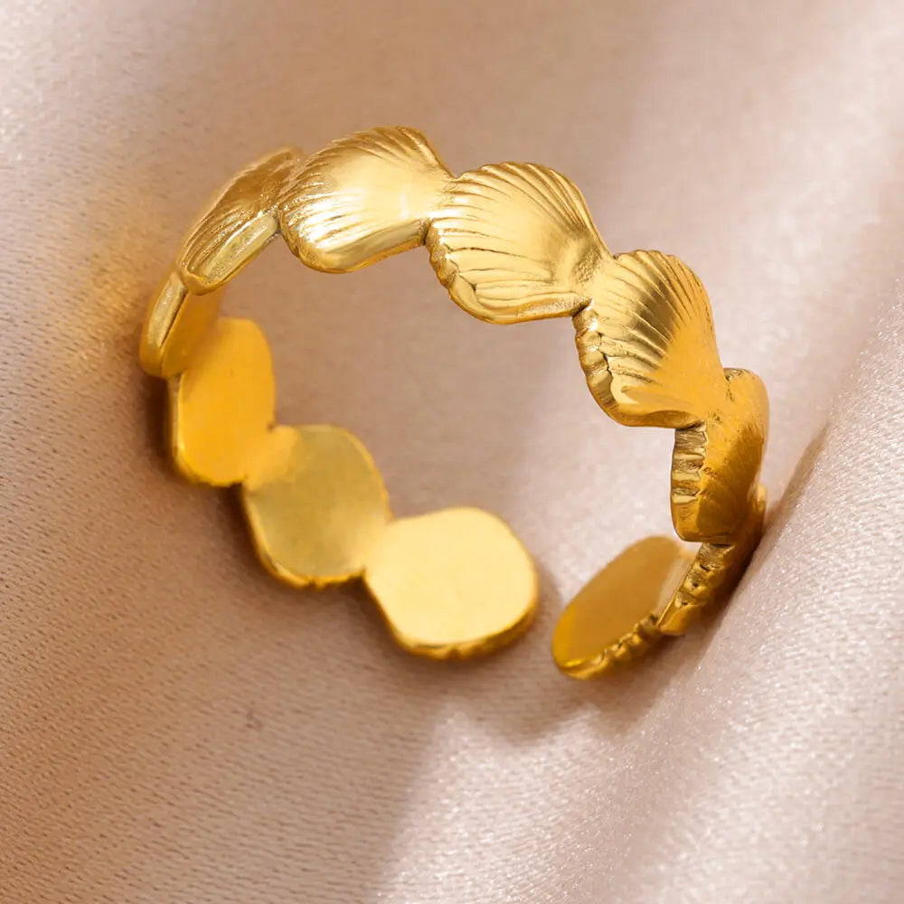 Glamoora  Stainless Steel Shell Rings
