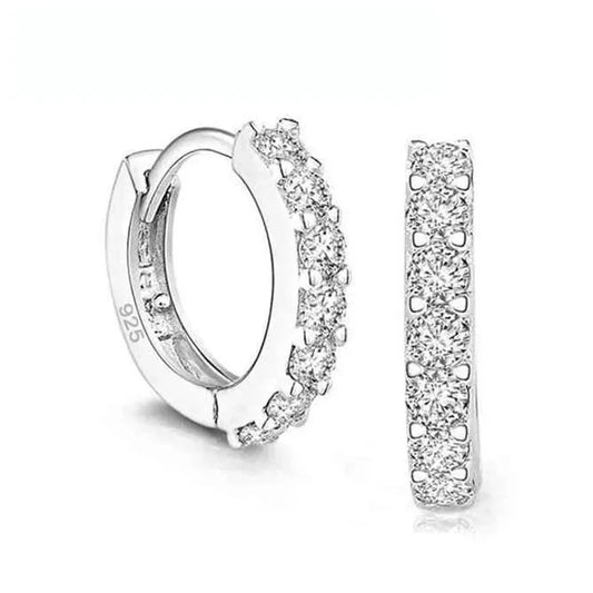 GLAMOORA Sterling Silver Crystal Hoops