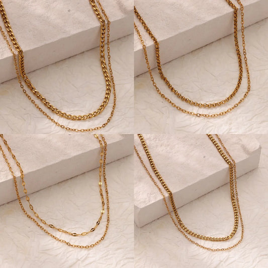 Glamoora Stainless steel double layer Necklace X