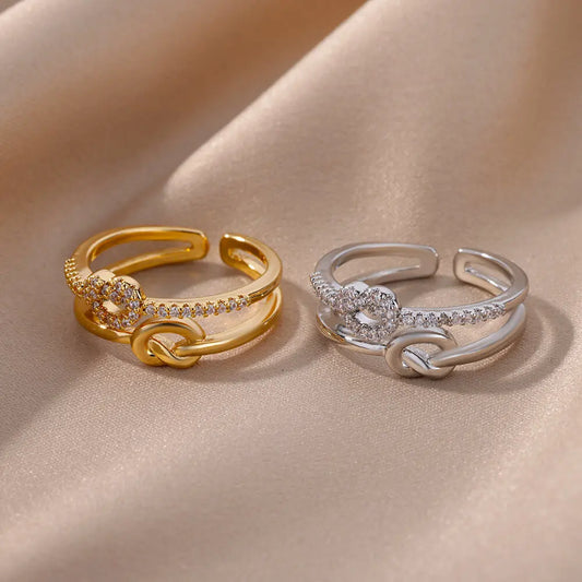 Glamoora Multilayer female Rings Gold