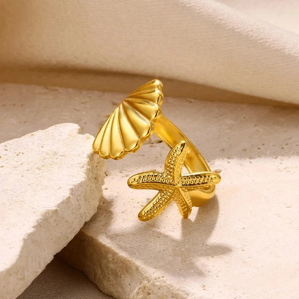 Glamoora  Stainless Steel Shell Rings
