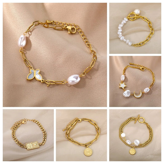 Glamoora New Stainless Steel Fashion Multilayer Bracelets