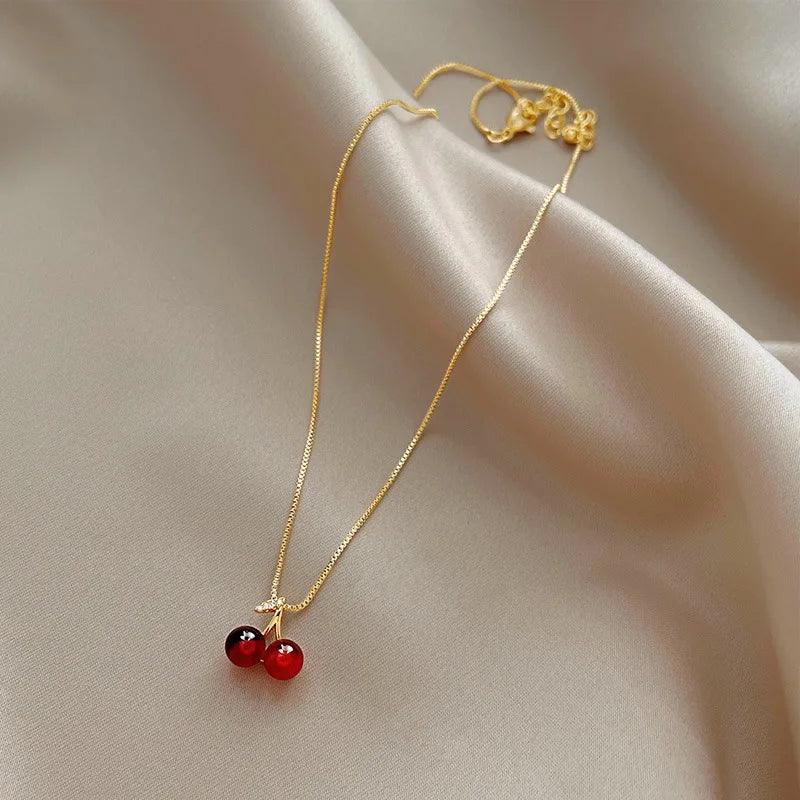 GLAMOORA Cherry Gold Pendant Necklace