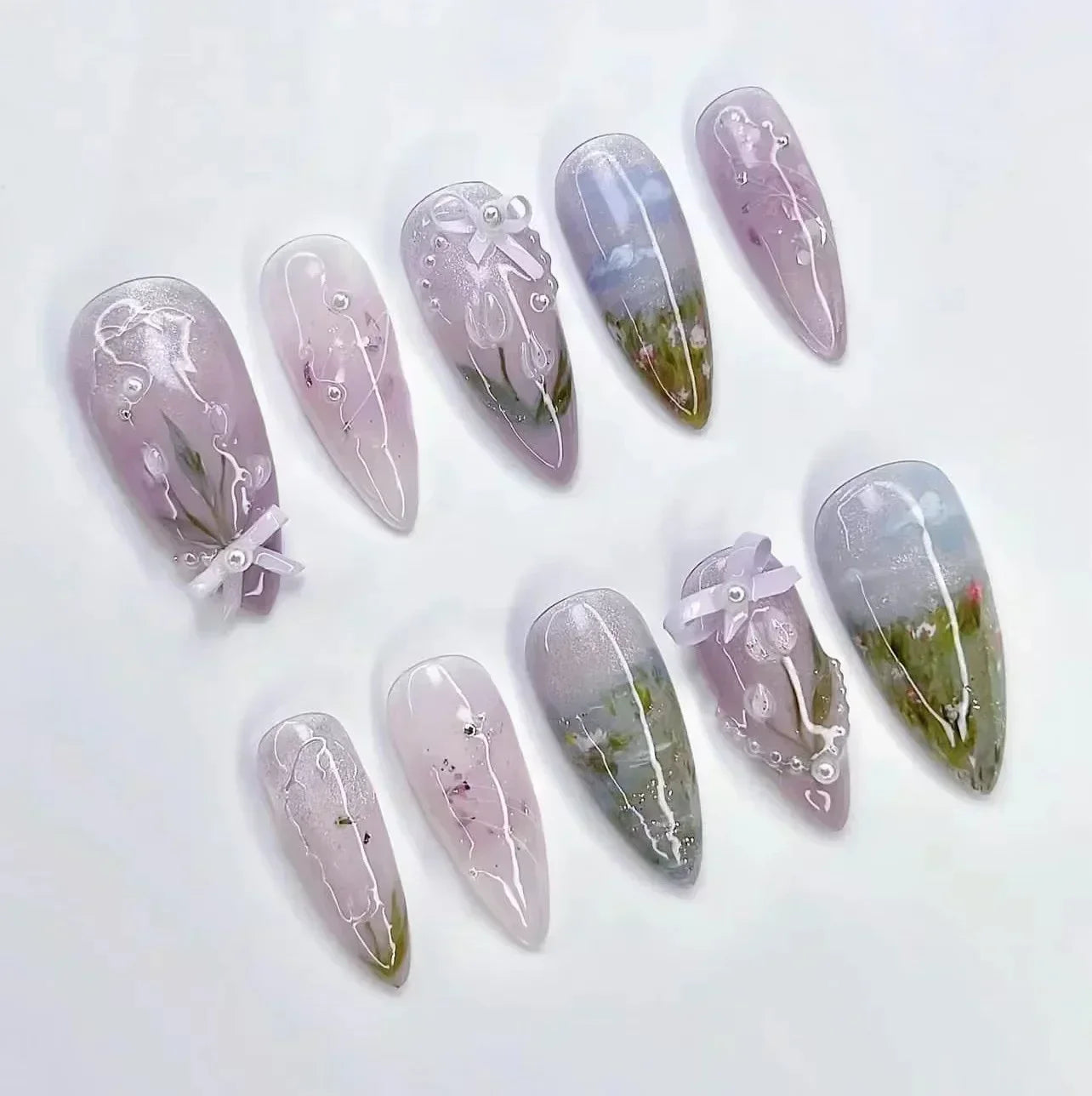 GLAMOORA Pink Butterfly Press-On Nails