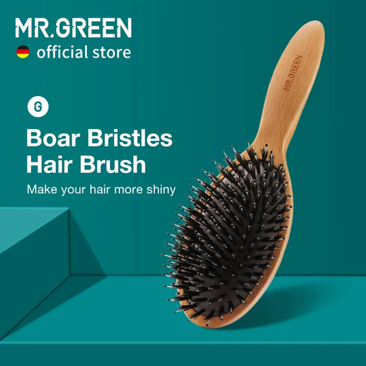 glamoora MR.GREEN Boar Bristle Hair Brush