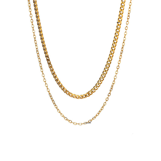 Glamoora Stainless steel double layer Necklace X