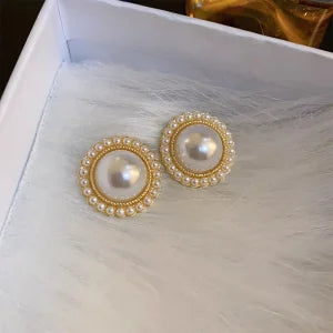GLAMOORA Heart Pearl Drop Earrings