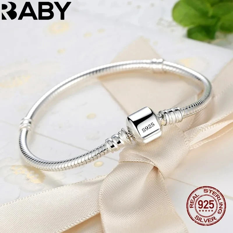 GLAMOORA Sterling Silver Snake Chain Bracelet