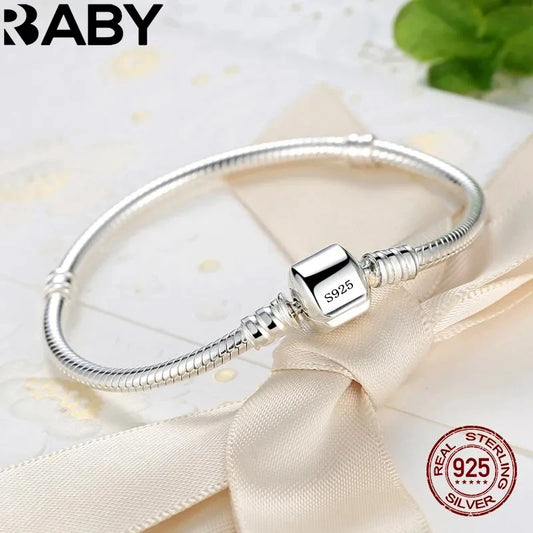 GLAMOORA Sterling Silver Snake Chain Bracelet