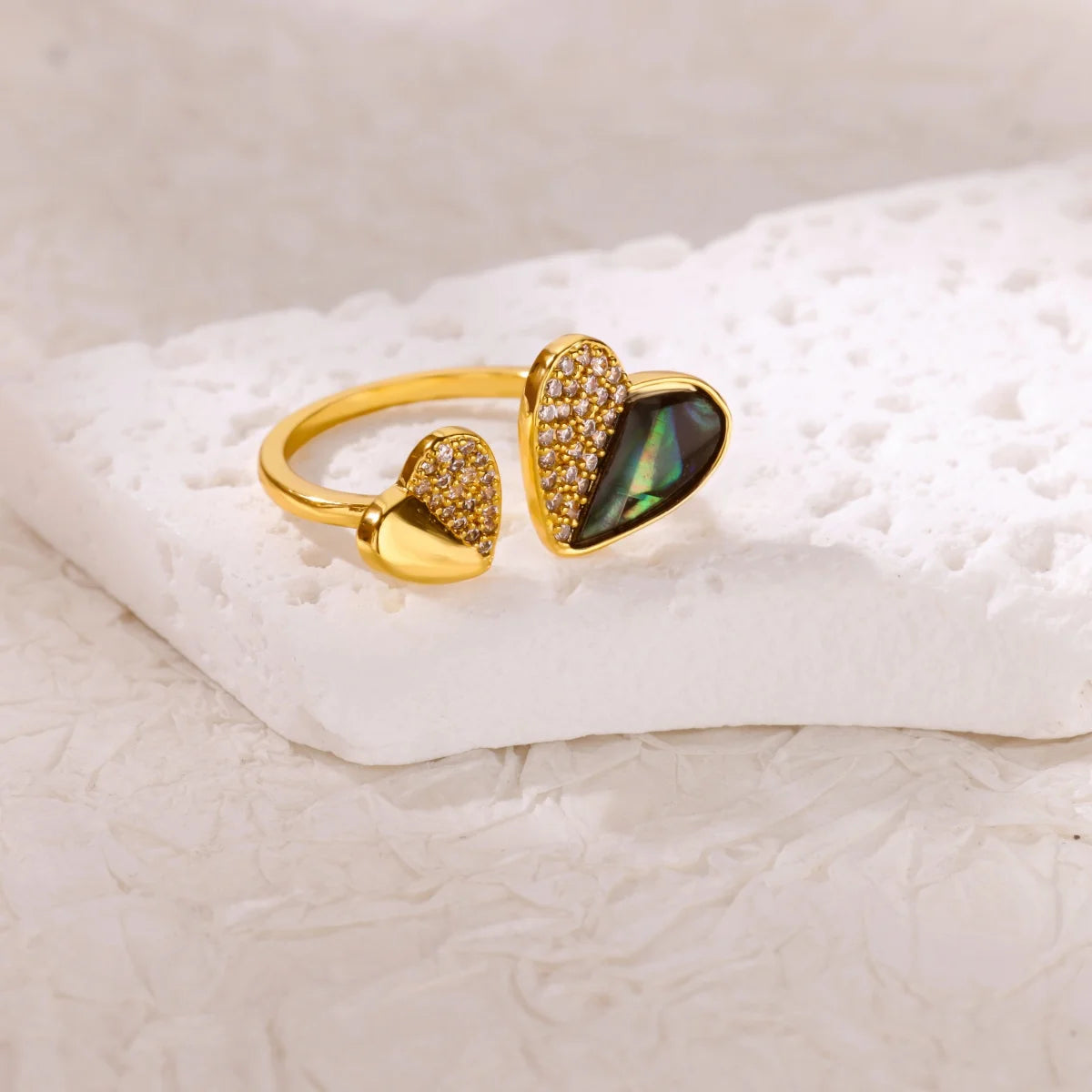 Glamoora Minimalist Imitation shell Heart Open Ring