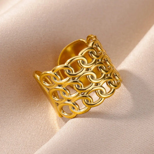GLAMOORA Gold Stainless Steel Rings