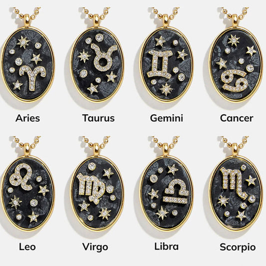 Glamoora Zodiac Sign Stainless Steel Necklaces Birthday Gift
